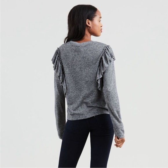 LEVI'S LONG SLEEVE RUFFLED TEE SHIRT M - Picture 2 of 8